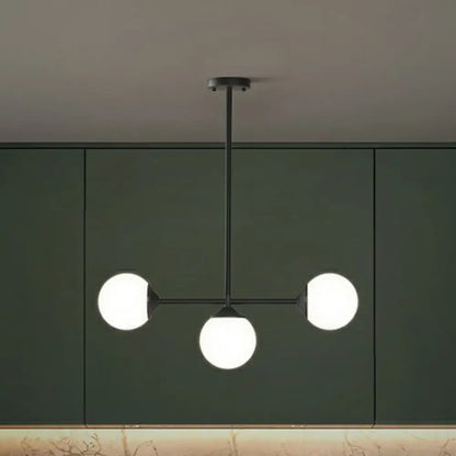 Modern gold opaline glass ball pendant light for dining room island