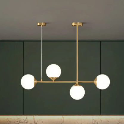 Modern gold opaline glass ball pendant light for dining room island