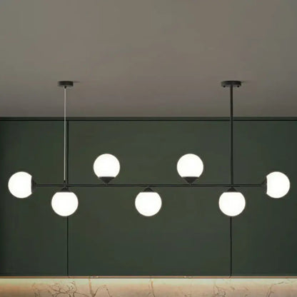 Modern gold opaline glass ball pendant light for dining room island