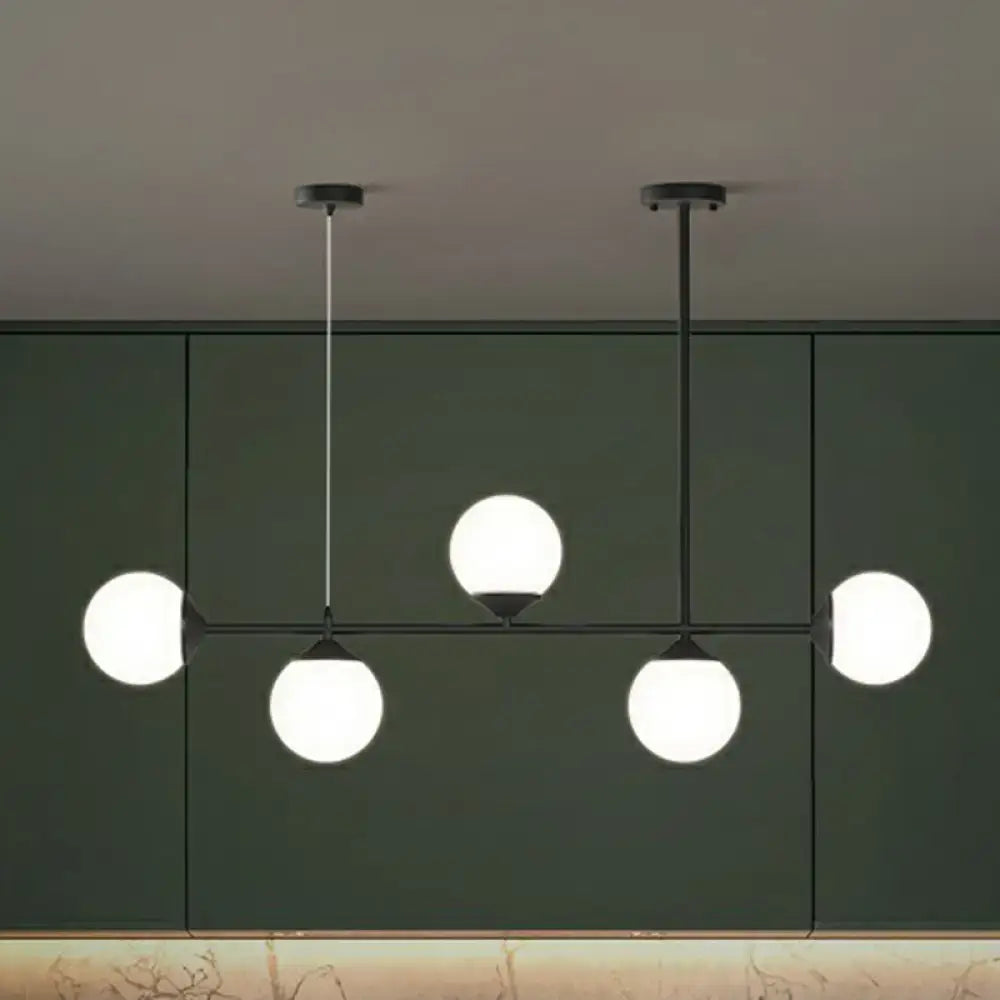 Modern gold opaline glass ball pendant light for dining room island