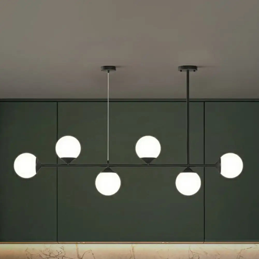 Modern gold opaline glass ball pendant light for dining room island