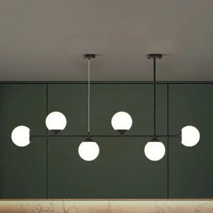 Modern gold opaline glass ball pendant light for dining room island