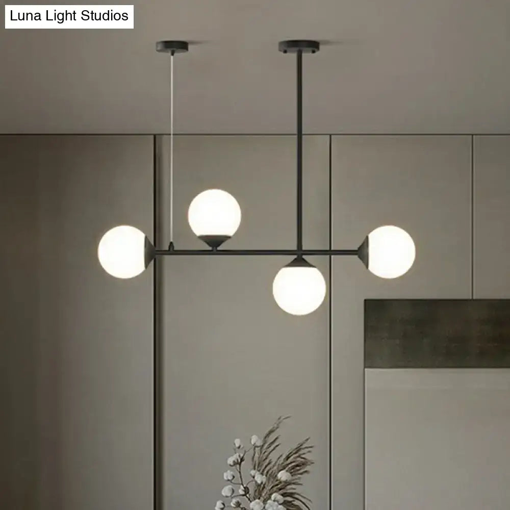 Modern gold opaline glass ball pendant light for dining room island