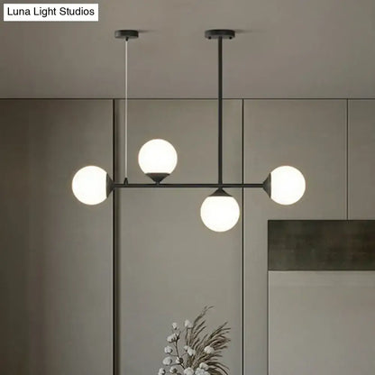 Modern gold opaline glass ball pendant light for dining room island