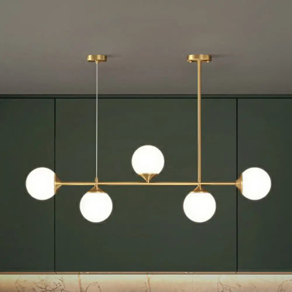 Modern gold opaline glass ball pendant light for dining room island