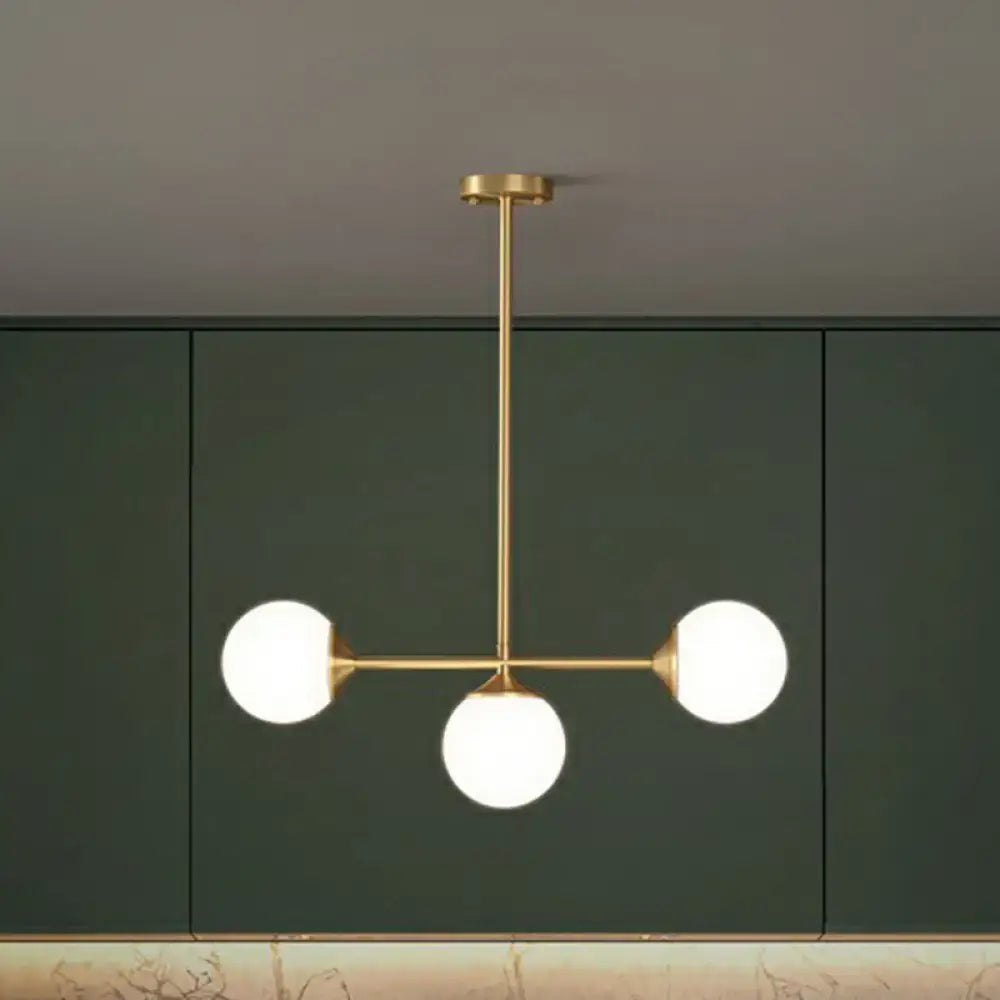 Modern gold opaline glass ball pendant light for dining room island