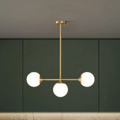 Modern gold opaline glass ball pendant light for dining room island