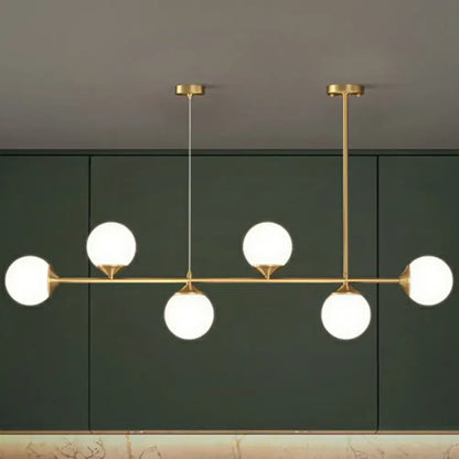 Modern gold opaline glass ball pendant light for dining room island