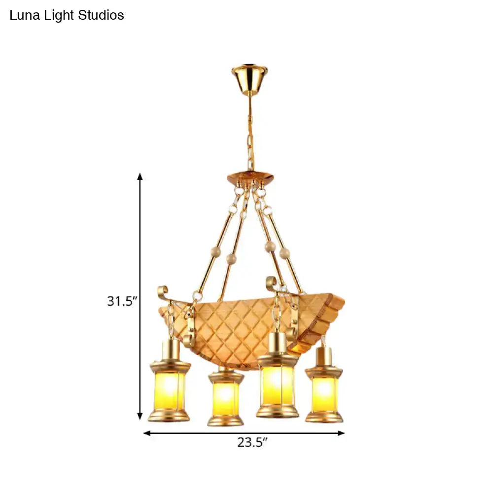 Vintage gold woven pendant light kitchen orange glass fish guitar design