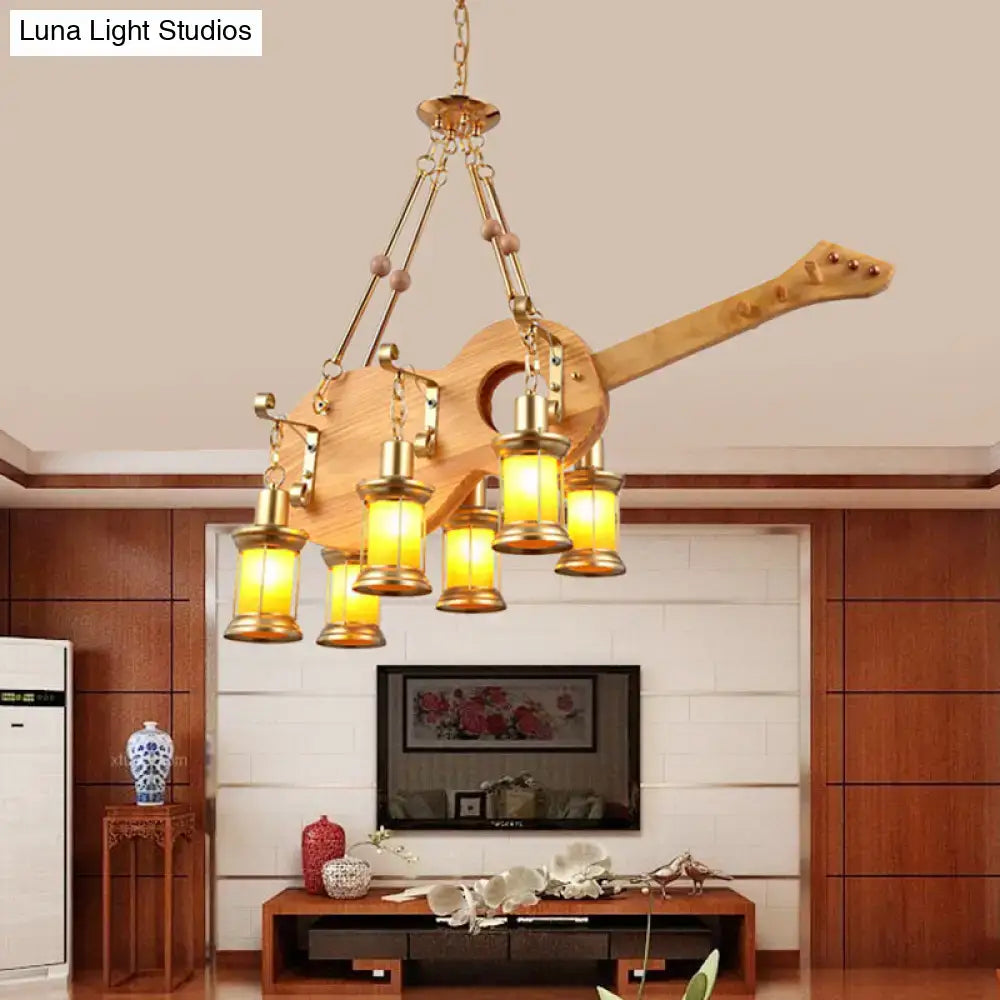 Vintage gold woven pendant light kitchen orange glass fish guitar design