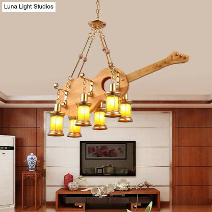 Vintage gold woven pendant light kitchen orange glass fish guitar design