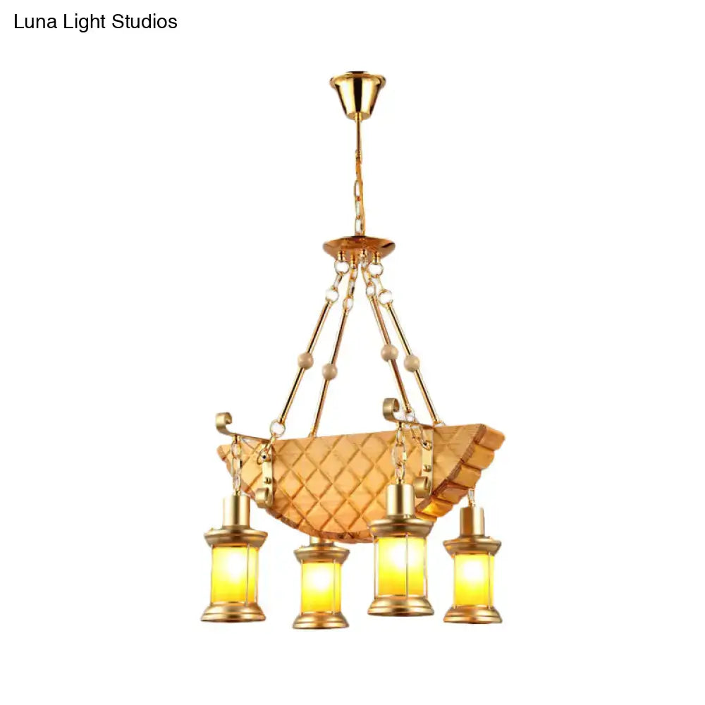 Vintage gold woven pendant light kitchen orange glass fish guitar design