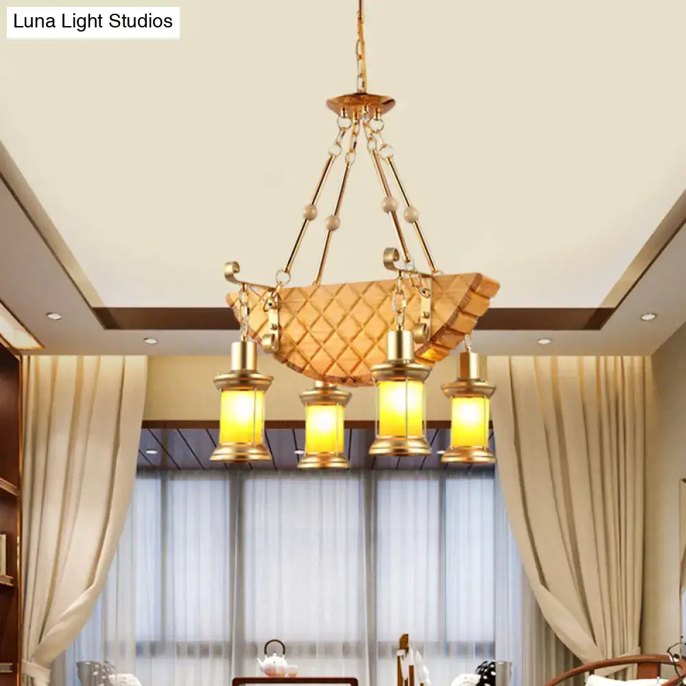 Vintage gold woven pendant light kitchen orange glass fish guitar design