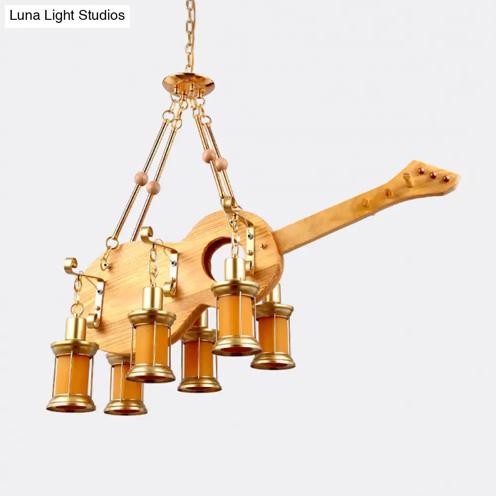 Vintage gold woven pendant light kitchen orange glass fish guitar design