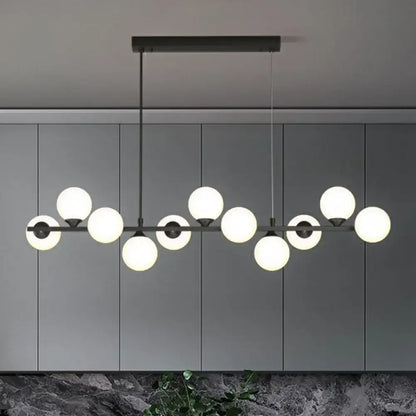 Modern black 11 light white glass shade chandelier – dining room