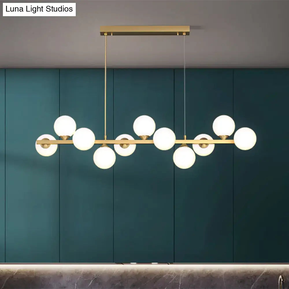 Modern black 11 light white glass shade chandelier – dining room