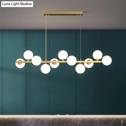 Modern black 11 light white glass shade chandelier – dining room