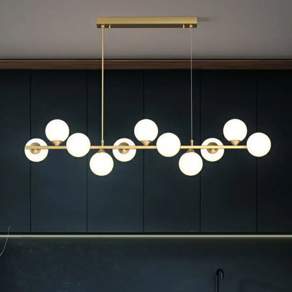 Modern black 11 light white glass shade chandelier – dining room