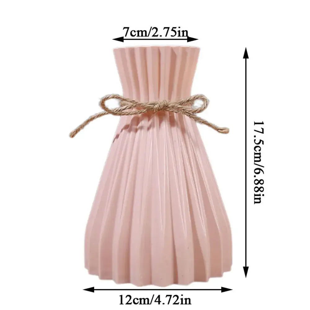 Origami style pink blue and white plastic flower vase living room
