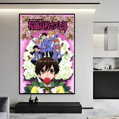 Anime pink & white high school host club poster bedroom wall art