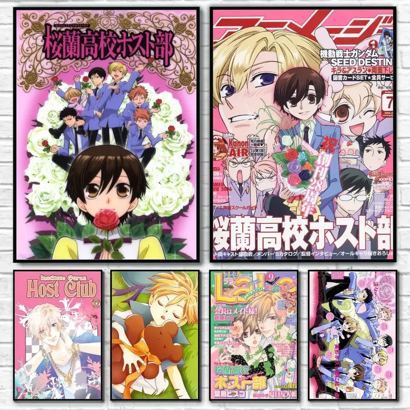 Anime pink & white high school host club poster bedroom wall art