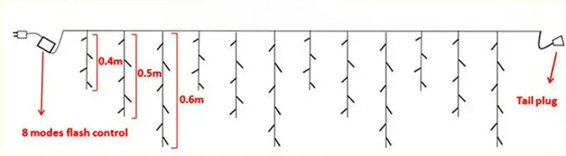 Warm golden outdoor christmas waterfall lights outdoor curtain string