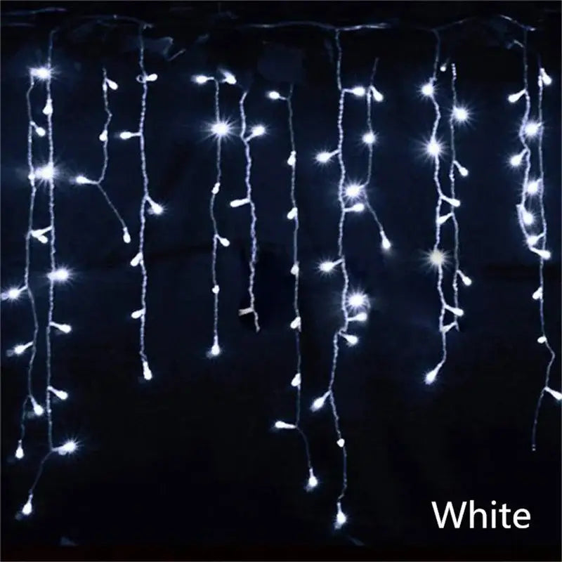 Warm golden outdoor christmas waterfall lights outdoor curtain string
