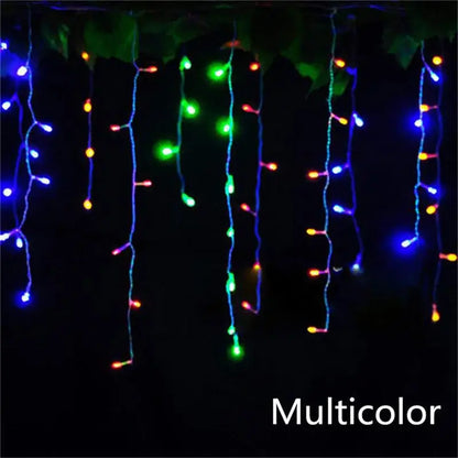 Warm golden outdoor christmas waterfall lights outdoor curtain string