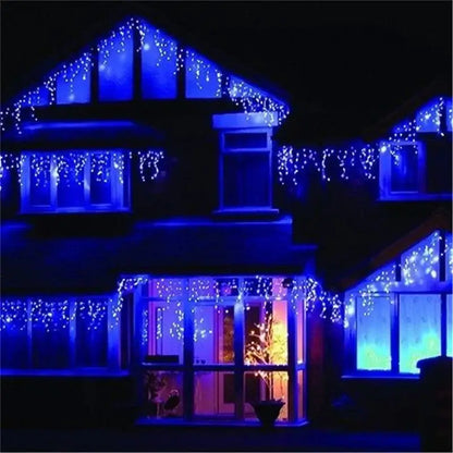 Warm golden outdoor christmas waterfall lights outdoor curtain string