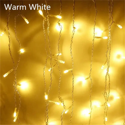 Warm golden outdoor christmas waterfall lights outdoor curtain string
