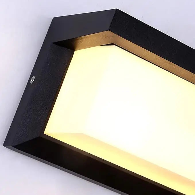 Modern black rectangular motion activated led porch light outdoor