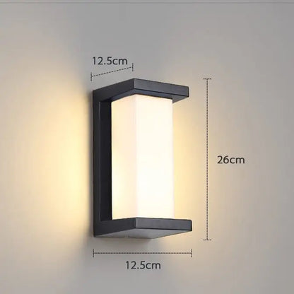 Modern black rectangular motion activated led porch light outdoor