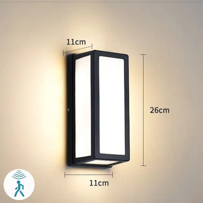 Modern black rectangular motion activated led porch light outdoor