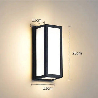 Modern black rectangular motion activated led porch light outdoor