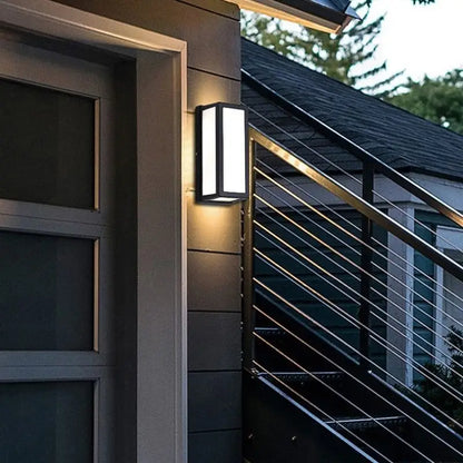 Modern black rectangular motion activated led porch light outdoor