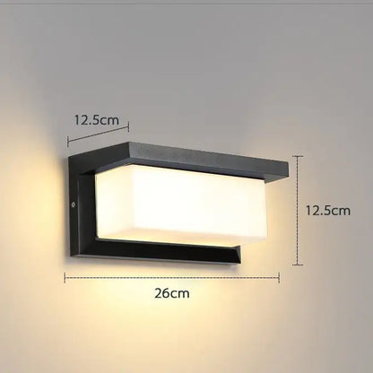 Modern black rectangular motion activated led porch light outdoor