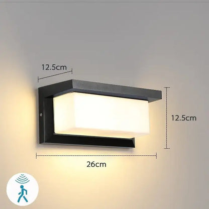 Modern black rectangular motion activated led porch light outdoor