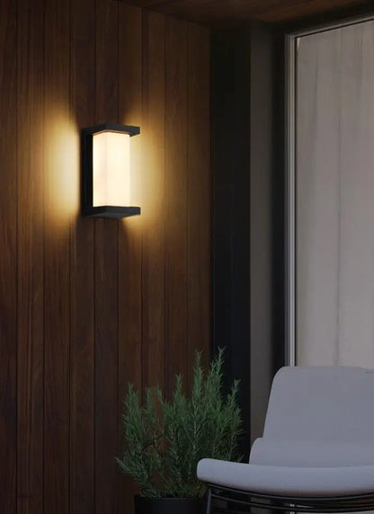 Modern black rectangular motion activated led porch light outdoor