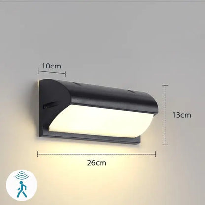 Modern black rectangular motion activated led porch light outdoor