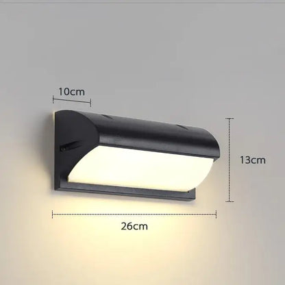 Modern black rectangular motion activated led porch light outdoor