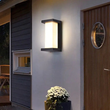 Modern black rectangular motion activated led porch light outdoor