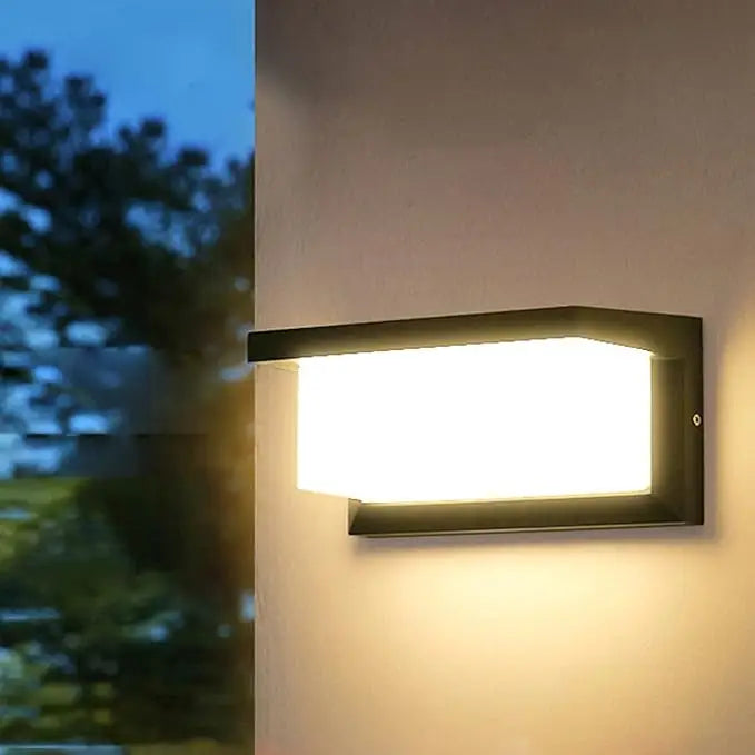 Modern black rectangular motion activated led porch light outdoor