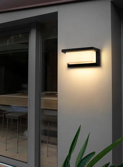 Modern black rectangular motion activated led porch light outdoor