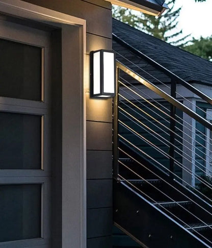 Modern black rectangular motion activated led porch light outdoor