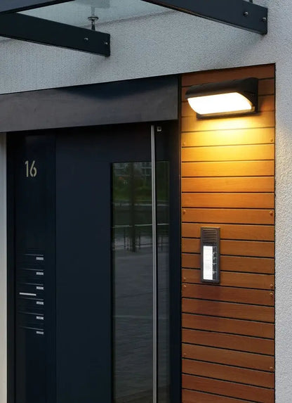 Modern black rectangular motion activated led porch light outdoor