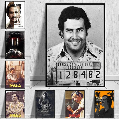 Pablo escobar mugshot black & white wall art living room decor