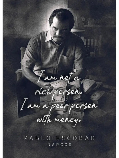 Pablo escobar mugshot black & white wall art living room decor