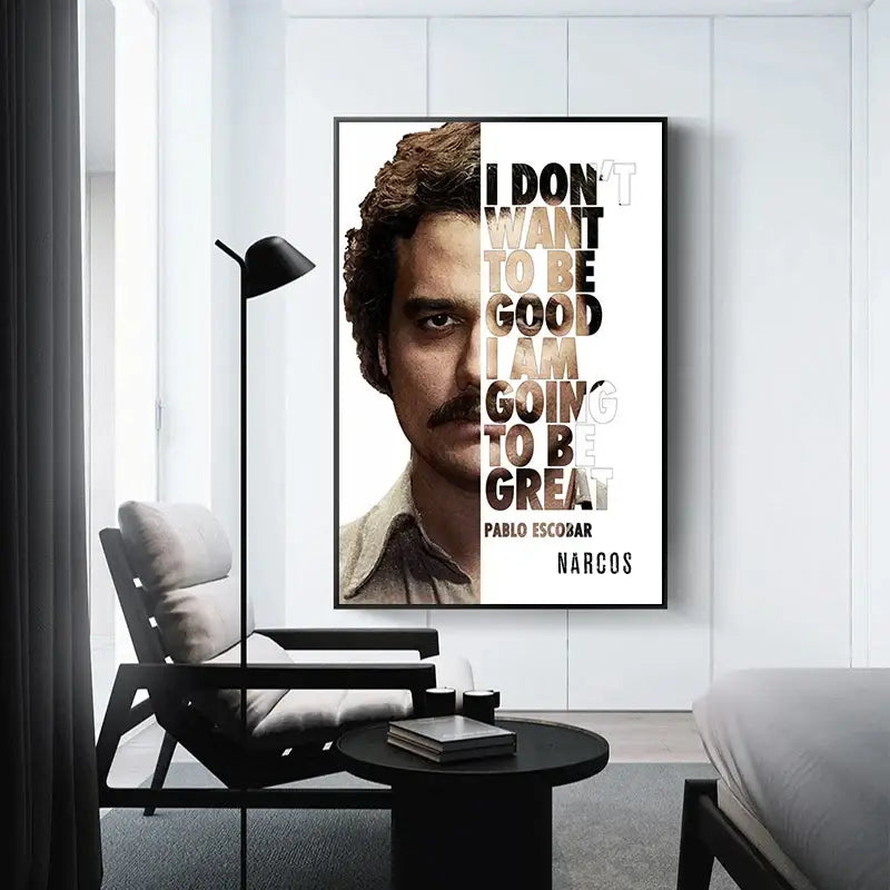 Pablo escobar mugshot black & white wall art living room decor