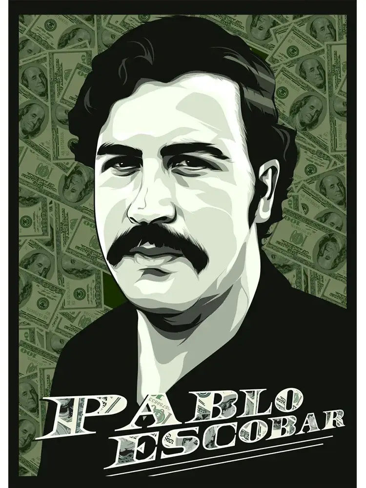 Pablo escobar mugshot black & white wall art living room decor