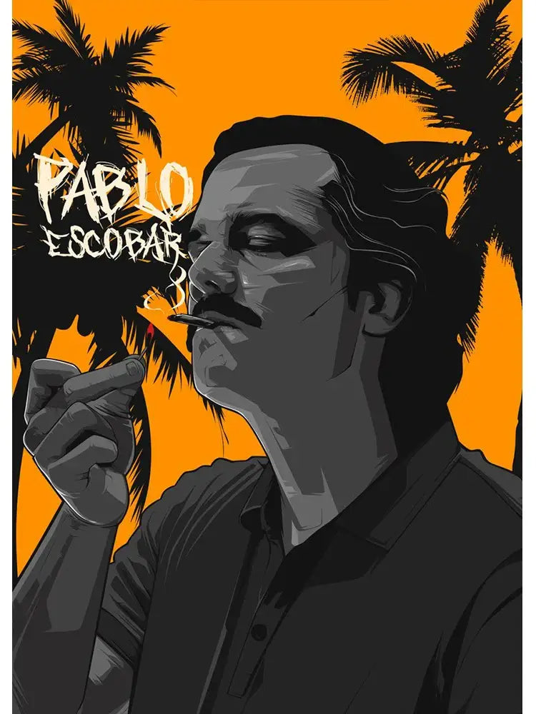 Pablo escobar mugshot black & white wall art living room decor